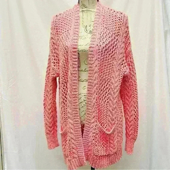 Anthropologie Serenna Open Front Knit Cardigan Hot Barbie Pink size XS/S - Picture 4 of 13